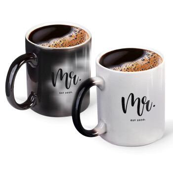 Mr & Mrs (Mr), Color changing magic Mug, ceramic, 330ml when adding hot liquid inside, the black colour desappears (1 pcs)