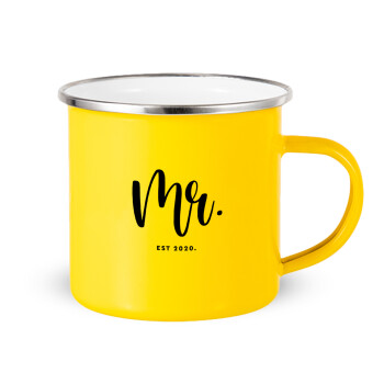 Mr & Mrs (Mr), Yellow Enamel Metallic Cup 360ml