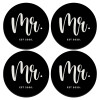 SET of 4 round wooden coasters (9cm)