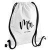 Backpack pouch GYMBAG white, with pocket (40x48cm) & thick cords