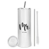 Tumbler stainless steel 600ml, with metal straw & cleaning brush