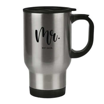 Mr & Mrs (Mr), Stainless steel travel mug with lid, double wall 450ml