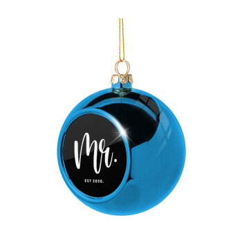 Mr & Mrs (Mr), Blue Christmas tree ball ornament 8cm