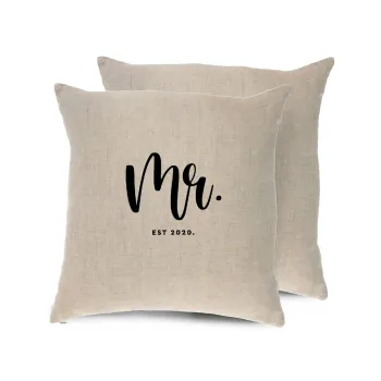 Mr & Mrs (Mr), Μαξιλάρι καναπέ ΛΙΝΟ 40x40cm περιέχεται το  γέμισμα
