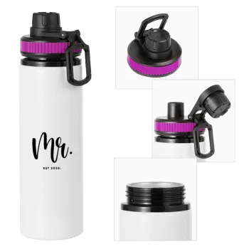 Mr & Mrs (Mr), Metallic water bottle with safety lid, 850ml aluminum