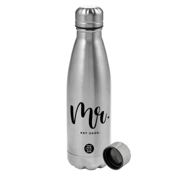 Mr & Mrs (Mr), Metallic water bottle, stainless steel, 750ml