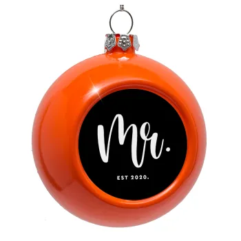 Mr & Mrs (Mr), Orange Christmas tree ornament bauble 8cm