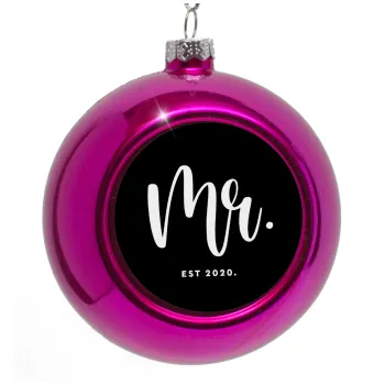 Mr & Mrs (Mr), Στολίδι Χριστουγεννιάτικη μπάλα δένδρου Μωβ 8cm