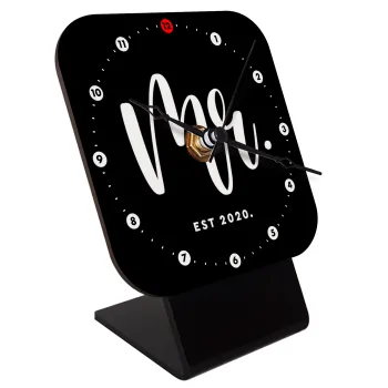 Mr & Mrs (Mr), Quartz Wooden table clock with hands (10cm)