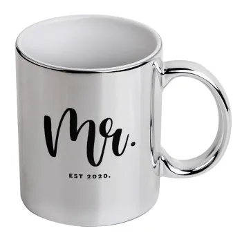 Mr & Mrs (Mr), Mug ceramic, silver mirror, 330ml