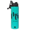 Metallic water bottle with safety lid, 850ml aluminum