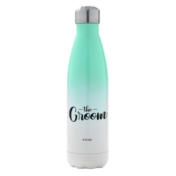 Groom & Bride (Groom), Μεταλλικό παγούρι θερμός Πράσινο/Λευκό (Stainless steel), διπλού τοιχώματος, 500ml