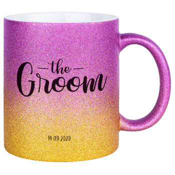 Groom & Bride (Groom), Κούπα Χρυσή/Ροζ Glitter, κεραμική, 330ml