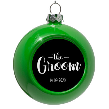 Groom & Bride (Groom), Green Christmas tree ornament bauble 8cm