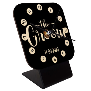 Groom & Bride (Groom), Quartz Table clock in natural wood (10cm)