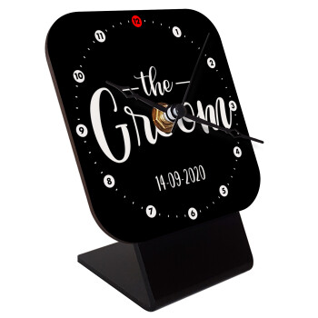 Groom & Bride (Groom), Επιτραπέζιο ρολόι ξύλινο με δείκτες (10cm)