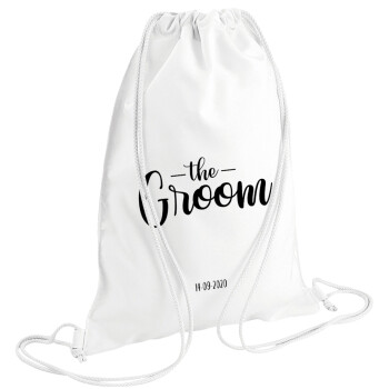 Groom & Bride (Groom), Τσάντα πλάτης πουγκί GYMBAG λευκή (28x40cm)