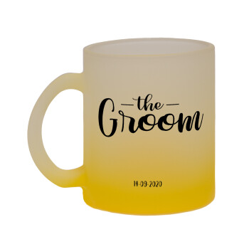Groom & Bride (Groom), Κούπα γυάλινη δίχρωμη με βάση το κίτρινο ματ, 330ml