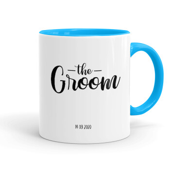 Groom & Bride (Groom), Mug colored light blue, ceramic, 330ml