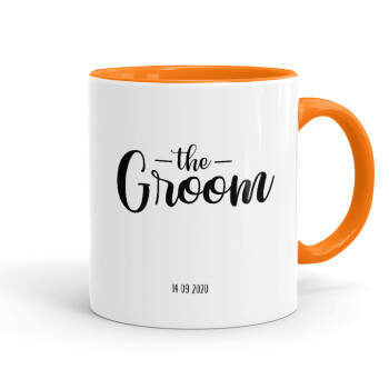 Groom & Bride (Groom), Mug colored orange, ceramic, 330ml