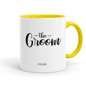 Groom & Bride (Groom), Mug colored yellow, ceramic, 330ml