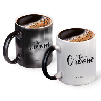 Groom & Bride (Groom), Color changing magic Mug, ceramic, 330ml when adding hot liquid inside, the black colour desappears (1 pcs)