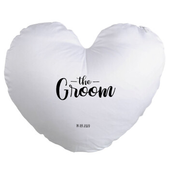 Groom & Bride (Groom), Μαξιλάρι καναπέ καρδιά 40x40cm περιέχεται το  γέμισμα