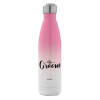 Metal mug thermos Pink/White (Stainless steel), double wall, 500ml