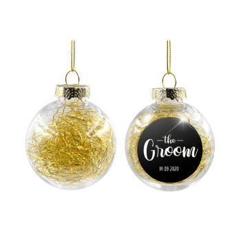 Groom & Bride (Groom), Χριστουγεννιάτικη μπάλα δένδρου διάφανη με χρυσό γέμισμα 8cm