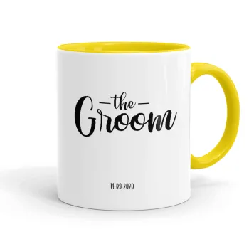 Groom & Bride (Groom), Κούπα χρωματιστή κίτρινη, κεραμική, 330ml