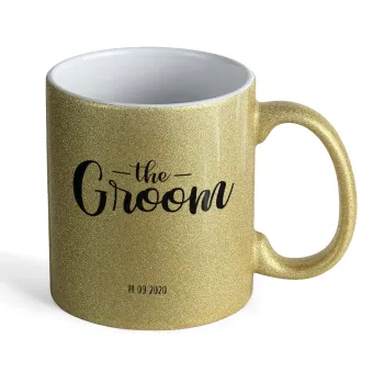 Groom & Bride (Groom), Κούπα Χρυσή Glitter που γυαλίζει, κεραμική, 330ml