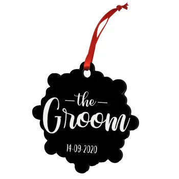 Groom & Bride (Groom), Στολίδι Χριστουγεννιάτικο στολίδι snowflake ξύλινο 7.5cm