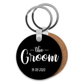 Groom & Bride (Groom), Μπρελόκ Ξύλινο στρογγυλό MDF Φ5cm