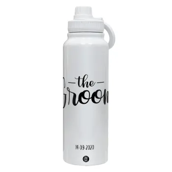 Groom & Bride (Groom), 1L Stainless Steel Thermal Bottle with Phone Holder & Double Wall Insulation
