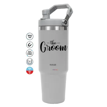 Groom & Bride (Groom), GREY color, 890ml (30oz) stainless Steel Tumbler with Handle