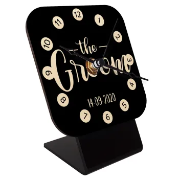 Groom & Bride (Groom), Quartz Table clock in natural wood (10cm)