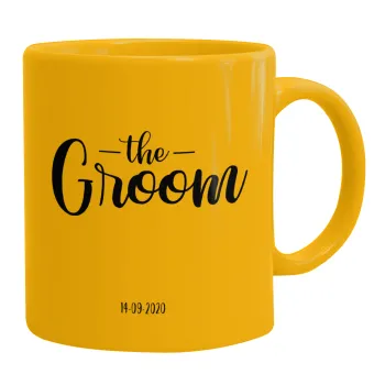 Groom & Bride (Groom), Ceramic coffee mug yellow, 330ml