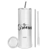 Tumbler stainless steel 600ml, with metal straw & cleaning brush