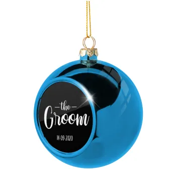 Groom & Bride (Groom), Blue Christmas tree ball ornament 8cm