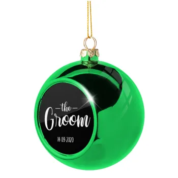 Groom & Bride (Groom), Στολίδι Χριστουγεννιάτικη μπάλα δένδρου Πράσινη 8cm