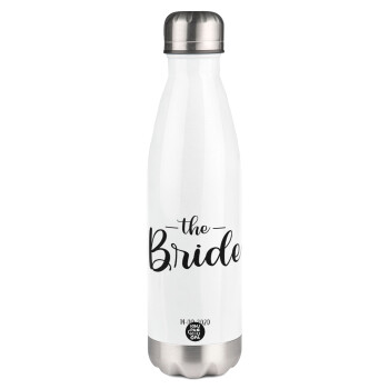 Groom & Bride (Bride), Μεταλλικό παγούρι θερμός Λευκό (Stainless steel), διπλού τοιχώματος, 500ml