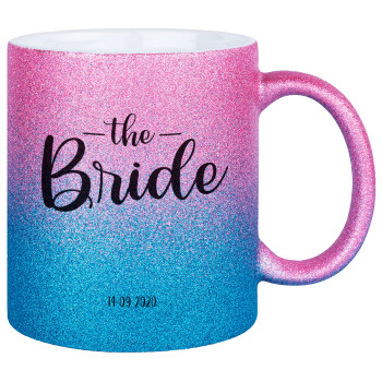 Groom & Bride (Bride), Κούπα Χρυσή/Μπλε Glitter, κεραμική, 330ml