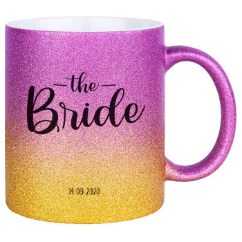 Groom & Bride (Bride), Κούπα Χρυσή/Ροζ Glitter, κεραμική, 330ml