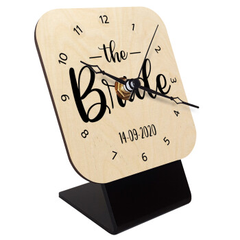 Groom & Bride (Bride), Quartz Table clock in natural wood (10cm)