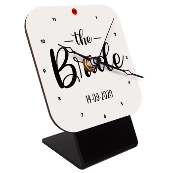Groom & Bride (Bride), Quartz Wooden table clock with hands (10cm)
