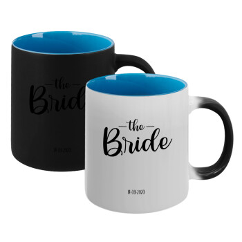 Groom & Bride (Bride), Κούπα Μαγική εσωτερικό μπλε, κεραμική 330ml που αλλάζει χρώμα με το ζεστό ρόφημα (1 τεμάχιο)