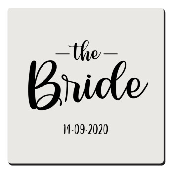 Groom & Bride (Bride), Τετράγωνο μαγνητάκι ξύλινο 6x6cm