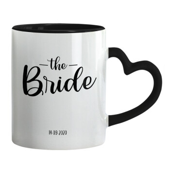 Groom & Bride (Bride), Κούπα καρδιά χερούλι μαύρη, κεραμική, 330ml