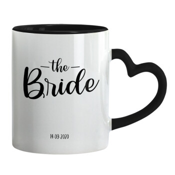 Groom & Bride (Bride), Mug heart black handle, ceramic, 330ml