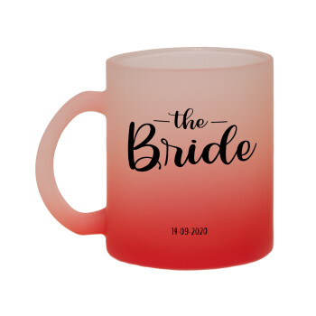 Groom & Bride (Bride), Κούπα γυάλινη δίχρωμη με βάση το κόκκινο ματ, 330ml
